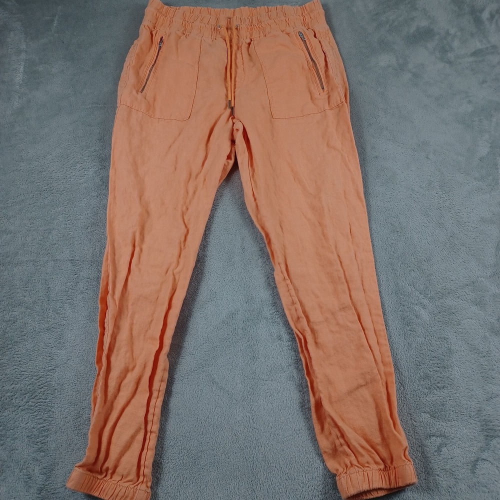 Athleta Jogger Womens 8 Orange Linen‎ Casual Modern Pockets Drawstring
